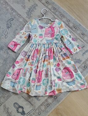 Mila & Rose Girls School is Cool 3/4 Sleeve Pocket Twirl Dress Sz5-6